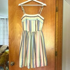 Anthropologie 100% silk dress, so pretty! Pink, blue, mint green, yellow, Size 4